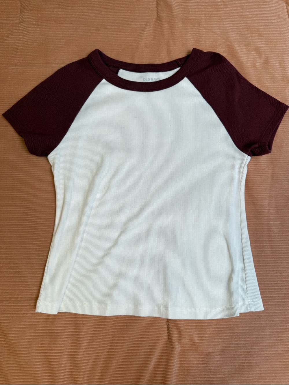 Women’s Old Navy White & Burgundy Raglan Tee